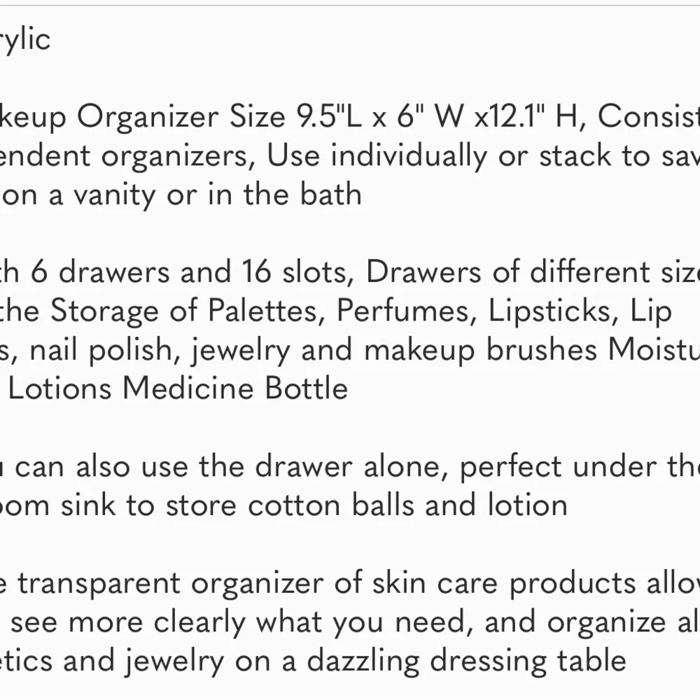 Makeup Organizer Clear Stackable Storage Box With 6 Drawers For Vanity